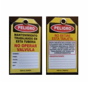 TARJETA (NO OPERAR VALVULA)